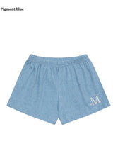 SLAP PIGMENT WASHING METAL LOGO DENIM SET UP SHORTS (2COLOR)