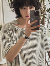 ロニースナップストライプ半袖Tシャツ