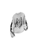 RE-BONE (Skeletal Line) –ウォッシュ ボーンプリント スタッズ ロングスリーブ Tシャツ