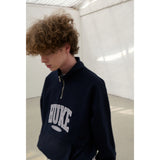 HUKE Logo Navy Half zip-up MTM