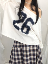 Numbering loose sweatshirt