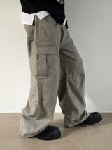 Grayish wide cargo pants