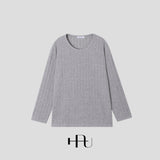 [HFORUS MADE]Forus ニットプリーツUネックロングスリーブス イン アイボリー
