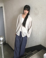 Puka Stripe Banded Wide Pants
