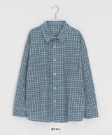 [unisex] サンキニオーバーフィトポケットチェックシャツ