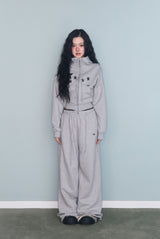 CHECK CONTRAST SWEAT PT GREY