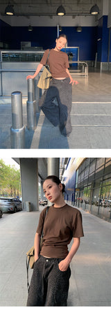 Color Back Open Loose Fit Short-Sleeved T-shirt