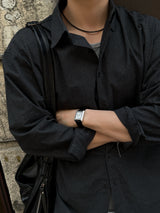 Cowhide metal watch