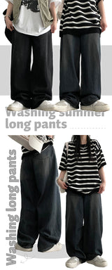 [Summer long pants!] [High quality!] Dunes vintage washed wide denim pants