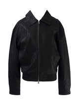 scratch leather collar jacket (unisex)
