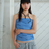 ドレープバンドチューブトップ Blue