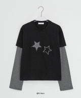 バッフォンボーダー星レイヤード長袖Tシャツ