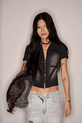 SIGNATURE SPRAY WASHED ZIP UP WAFFLE SHIRT