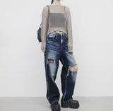 a see-through cropped knitwear