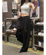 [Unisex] デストロイドバンディングスウェットパンツ(2color)