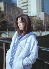 Back print logo zip hoodie