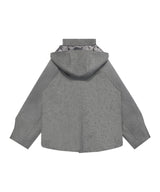 HOODED DOUBLE HALF COAT GREY
