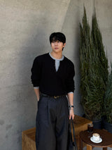 Macca waffle henley neck