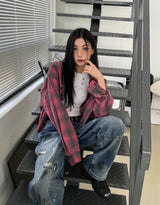 ボーンダーティーペイントダメージカーペンターデニムパンツ