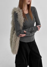 [MADE] Tanjiki Wool U-neck Ribbed Knit