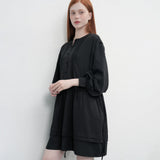 ダブルフレアストリングワンピース [BLACK]