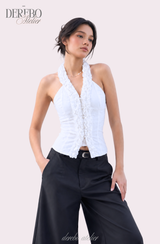 foam lace halterneck blouse