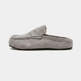 Suede Loafer Slides Gray