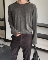 Roda Ribbed Diagonal Zipper Long Sleeve T-shirt
