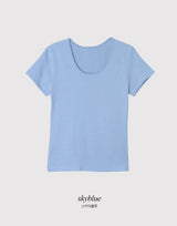 デイリーボーダーUネックショートスリーブTシャツ (3color)