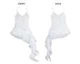 メモリードットフリルナシワンピース (White)