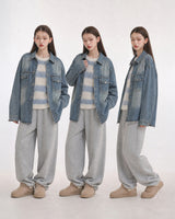 (UNISEX) Scratch Denim Shirts Jacket