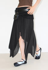 SHEER WRAP UNBALANCE SKIRT