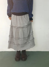 Jibram Frill Tiered Flower Banding Long Skirt