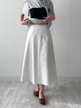 Stitched Cotton Flare Long Skirt