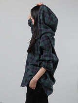 (UNISEX) ヴィンテージチェックフードシャツ