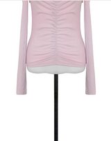 term ribbon off & shirring slim top
