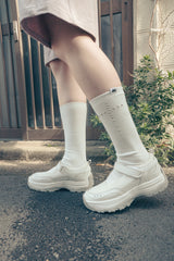 Studded cross socks (White)