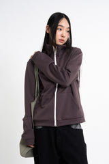 Jersey high-neck zip-up