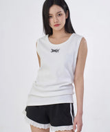 STREET LOGO EMBROIDERY TIGHT SLEEVELESS TANK TOP FOR UNISEX