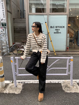 Clang ウール ストライプ カーディガン