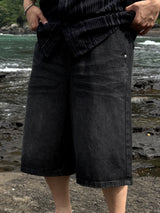 Air washing banding denim bermuda