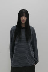 シンボルロゴストライプTシャツ チャコール