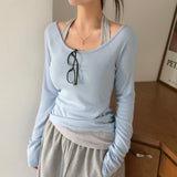 [MADE] Ray, U-neck rib long sleeve T-shirt