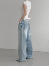 (Unisex) Lumen Double Pocket Washed Denim
