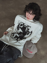 レムプリントロングスリーブTシャツ