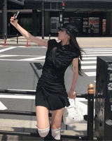 City Class Sheer Shirring HAlf Shirt& Skirt SET 