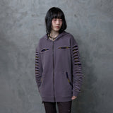 SLASHED CHECK HOODIE: PURPLE