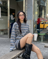 Tone pigment mix stripe long sleeves