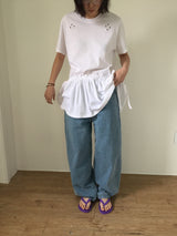 Eyelet Ruffle Crewneck T-Shirt (3color)