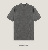 [MUSCLE FIT] スリットモックネックハーフニット(3color)